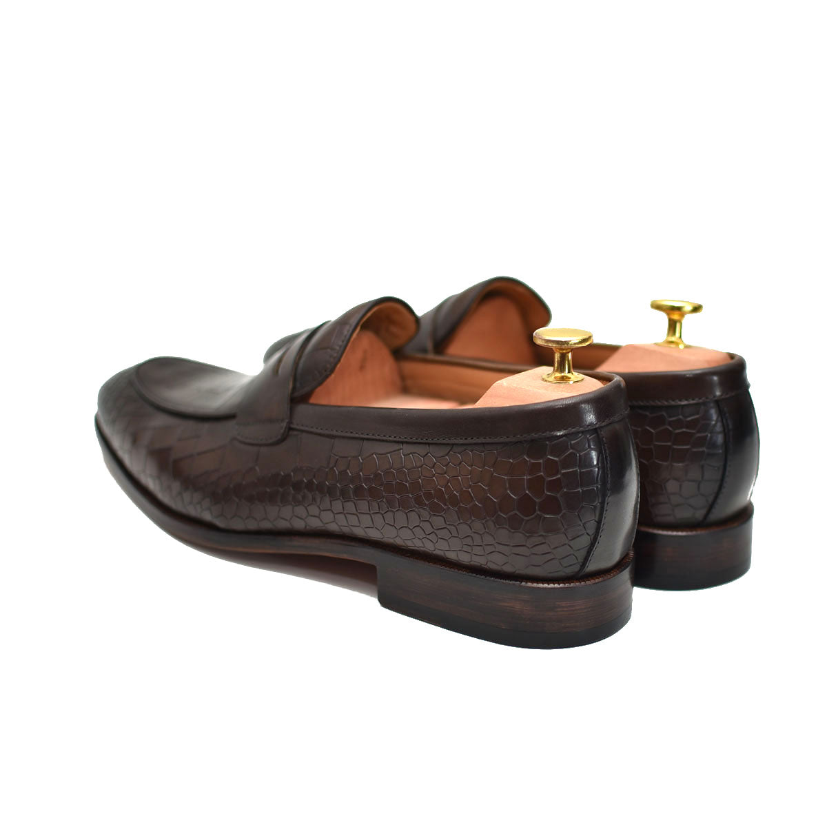 Vendôme Fleur croco brown calfskin leather loafers