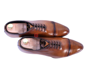 
                  
                    CEO II- Cognac cap-toe leather Oxford dress shoes for men - Barismil
                  
                