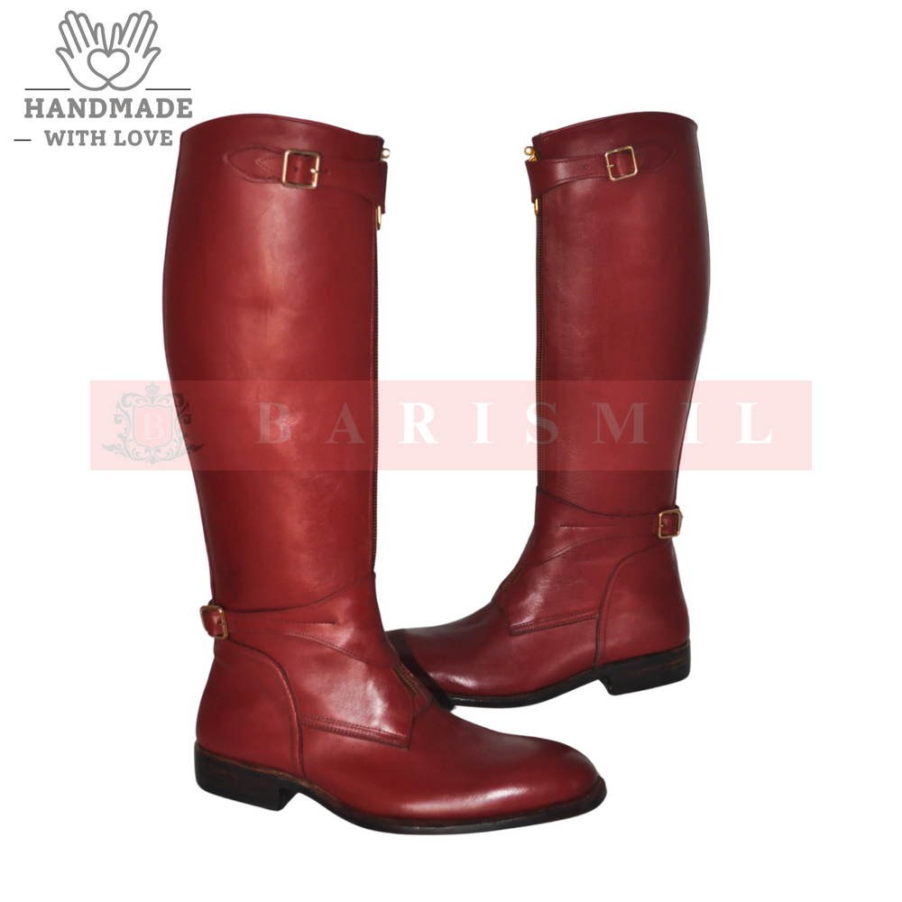 
                  
                    Equestrian - Oxblood Leather Riding Boots
                  
                