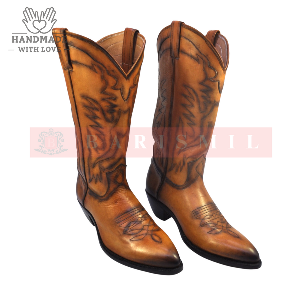 Cowboy Boots - Tan Leather